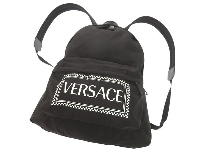 Versace Logo Nylon Black Backpack - view 6