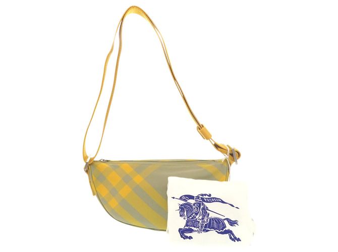Burberry Shield Check Pattern Crossbody Shoulder Bag Khaki Gelb - Ansicht 2