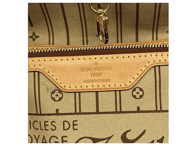 Sac Cabas Louis Vuitton Monogram Neverfull MM Marron - vue 5
