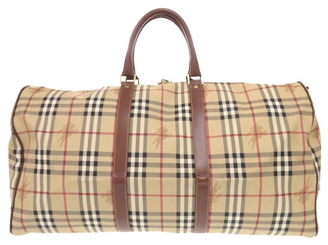 Borsa Boston 2-Way in pelle beige Burberry Check Shadow Horse - vista 2