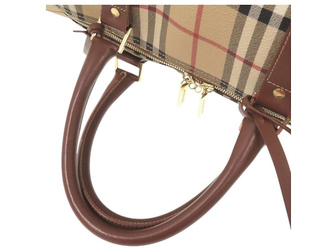 Borsa Boston 2-Way in pelle beige Burberry Check Shadow Horse - vista 5