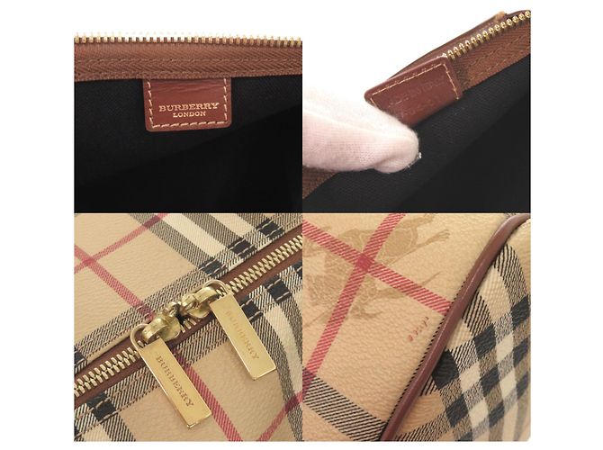Borsa Boston 2-Way in pelle beige Burberry Check Shadow Horse - vista 7