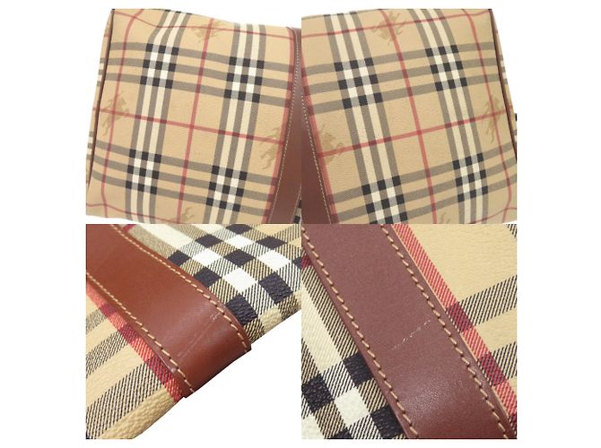 Borsa Boston 2-Way in pelle beige Burberry Check Shadow Horse - vista 8