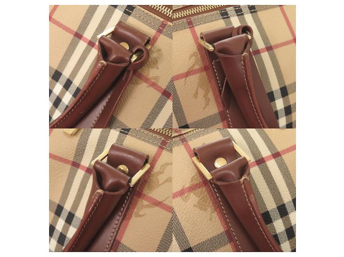Borsa Boston 2-Way in pelle beige Burberry Check Shadow Horse - vista 9