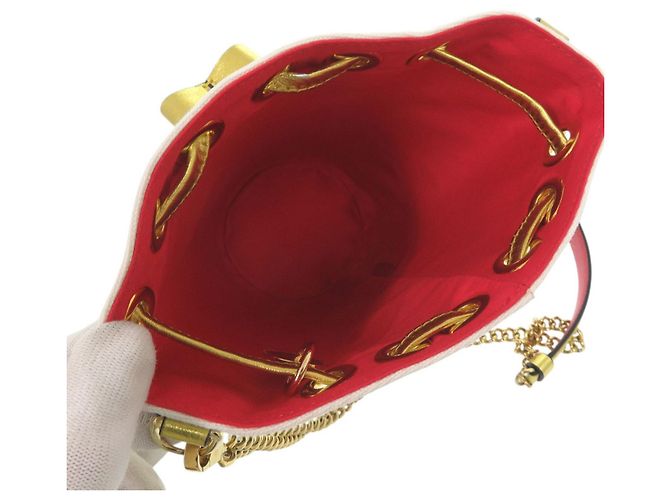 Borsa a secchiello Christian Louboutin LOUBIPHORE Bianco Rosso Multicolore D'oro - vista 7