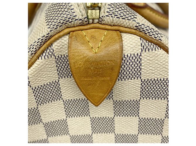 Borsa Louis Vuitton Damier Azur Speedy 35 Bianco - vista 5