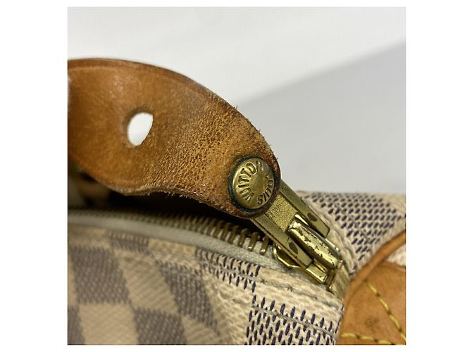 Borsa Louis Vuitton Damier Azur Speedy 35 Bianco - vista 8
