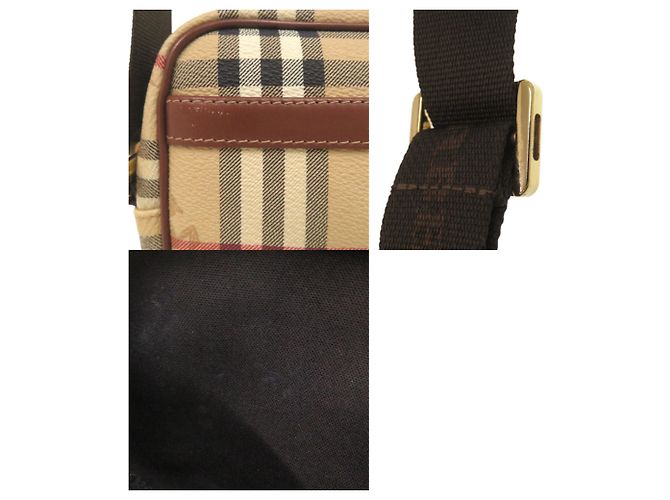 Borsa a tracolla Burberry Haymarket Check Nero Rosso Beige - vista 10