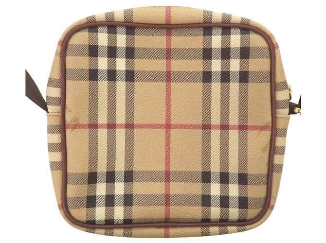 Borsa a tracolla Burberry Haymarket Check Nero Rosso Beige - vista 2