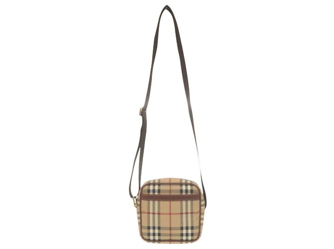Borsa a tracolla Burberry Haymarket Check Nero Rosso Beige - vista 4