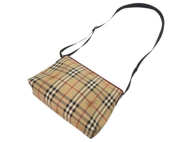 Borsa a tracolla Burberry Nova Check in tela rivestita Beige - vista 6