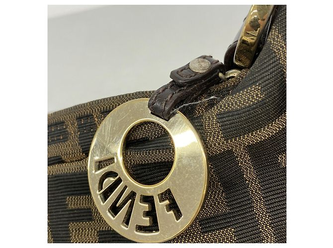 Fendi Zucca Schultertasche aus Nylon-Canvas Braun - Ansicht 10
