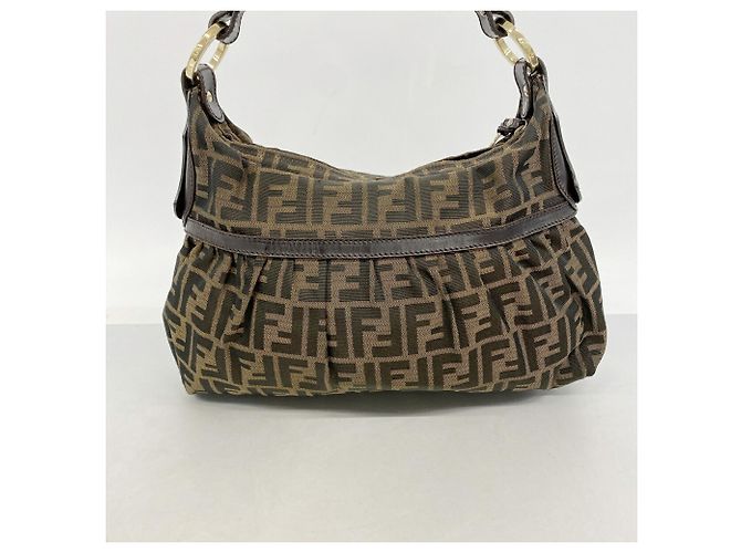 Fendi Zucca Schultertasche aus Nylon-Canvas Braun - Ansicht 11