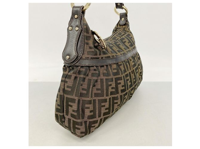 Fendi Zucca Schultertasche aus Nylon-Canvas Braun - Ansicht 2