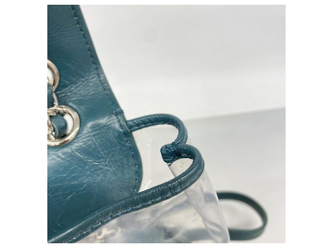 Zaino Chanel Matelassé in pelle d'agnello e vinile Verde - vista 7