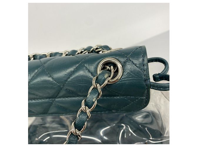 Zaino Chanel Matelassé in pelle d'agnello e vinile Verde - vista 8