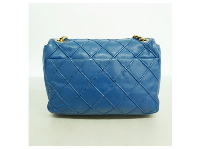 Borsa a tracolla in pelle Chanel 2.55 con doppia catena Blu - vista 10