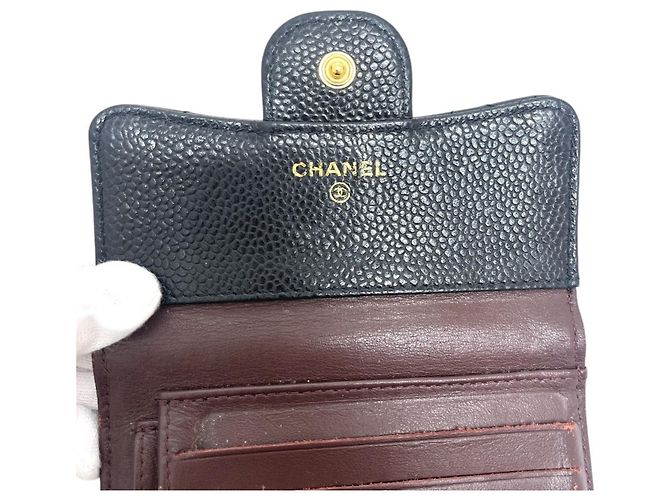Portafoglio compatto tri-fold Chanel Matelassé Coco Mark Nero - vista 11