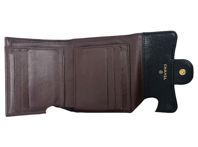 Portafoglio compatto tri-fold Chanel Matelassé Coco Mark Nero - vista 12