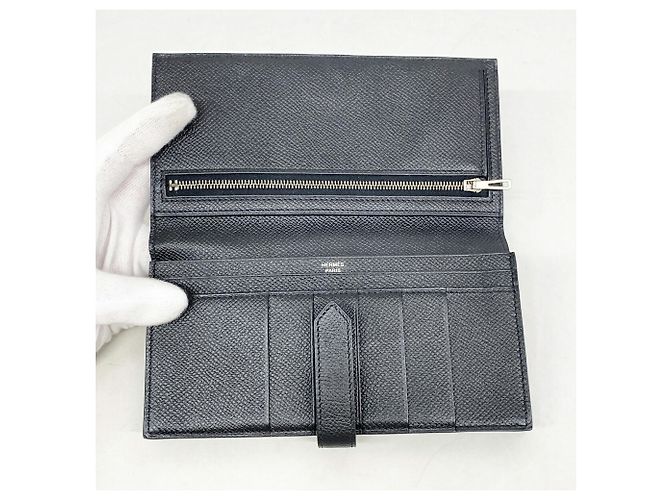 Hermès Portafoglio lungo Hermes Bearn Soufflet Nero - vista 3