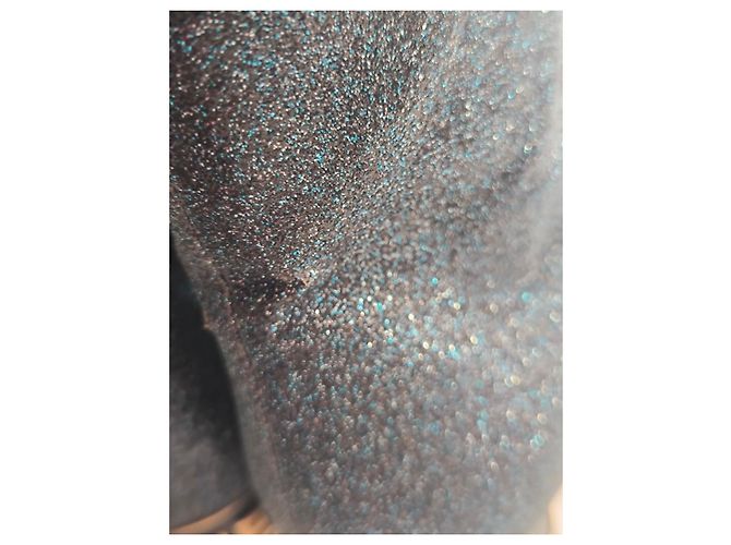 Stivaletti Glitter Chanel con Logo Dorato Nero Metallico - vista 15