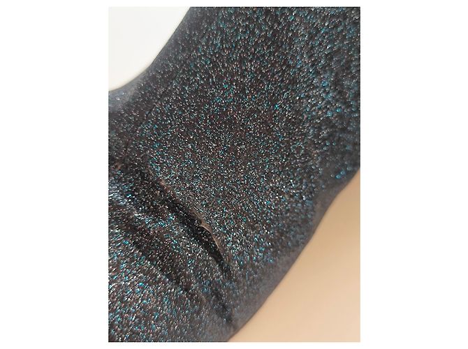 Stivaletti Glitter Chanel con Logo Dorato Nero Metallico - vista 16
