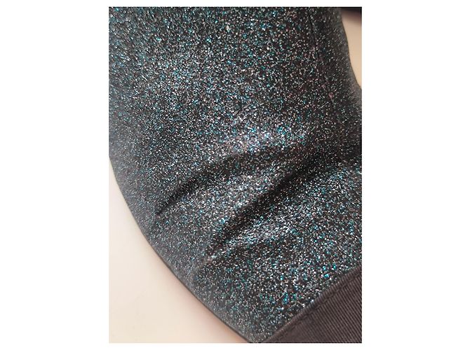 Stivaletti Glitter Chanel con Logo Dorato Nero Metallico - vista 17