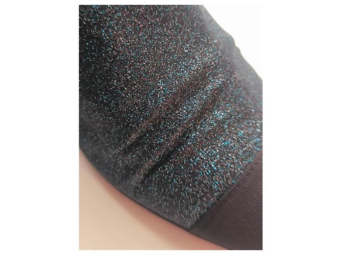 Stivaletti Glitter Chanel con Logo Dorato Nero Metallico - vista 18