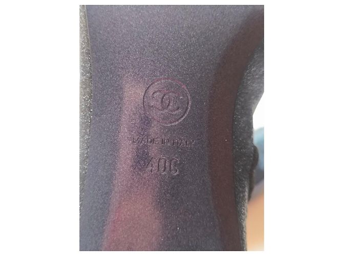Stivaletti Glitter Chanel con Logo Dorato Nero Metallico - vista 4