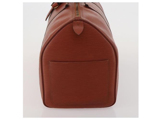 Borsa Louis Vuitton Keepall in pelle Epi 50 Marrone - vista 3