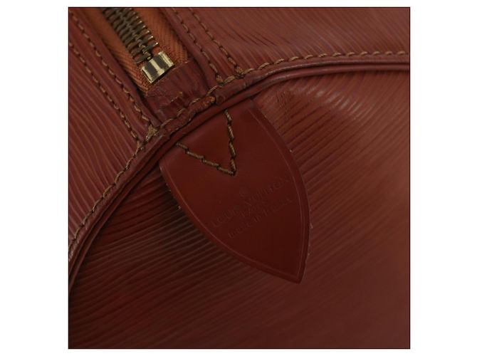 Borsa Louis Vuitton Keepall in pelle Epi 50 Marrone - vista 6