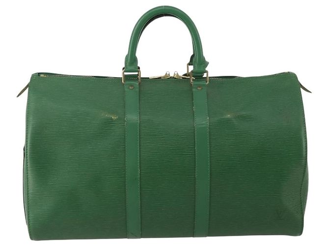 Borsa Louis Vuitton Keepall in pelle Epi 45 Verde - vista 2