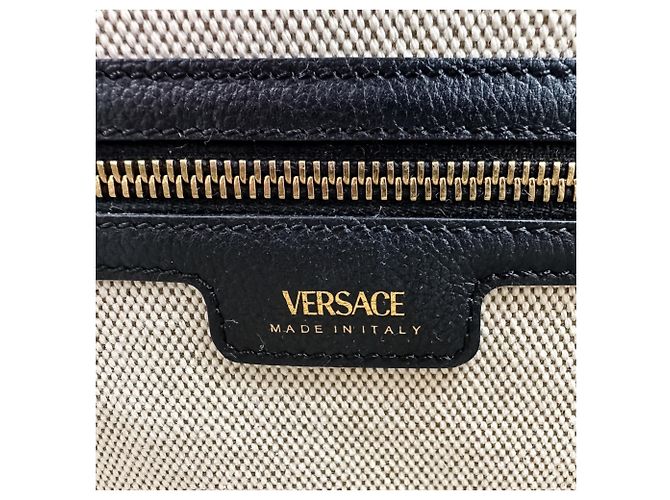Versace La Medusa Canvas 2-Way Handtasche/Tote Bag Schwarz - Ansicht 10