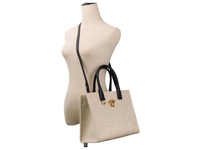 Versace La Medusa Canvas 2-Way Handtasche/Tote Bag Schwarz - Ansicht 9