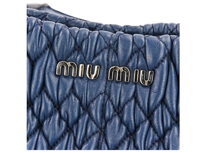 Borsa 2-Way Miu Miu Matelassé in nappa e cristalli Blu - vista 10