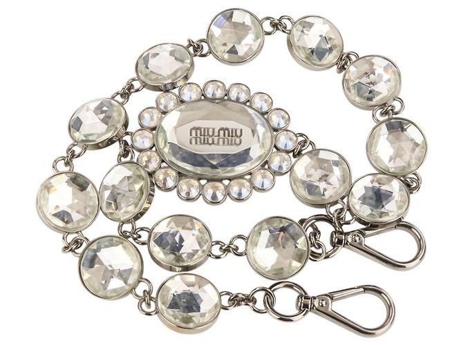 Borsa 2-Way Miu Miu Matelassé in nappa e cristalli Blu - vista 12