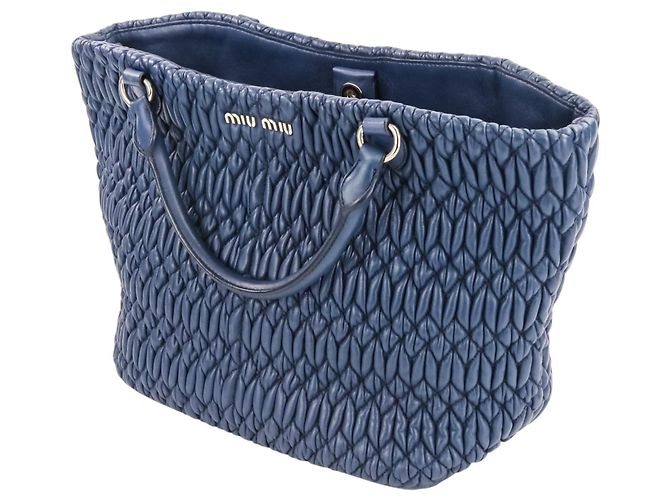 Borsa 2-Way Miu Miu Matelassé in nappa e cristalli Blu - vista 7