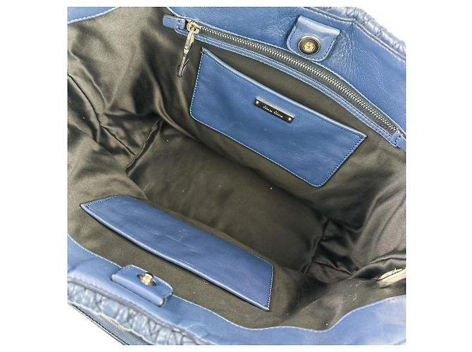 Borsa 2-Way Miu Miu Matelassé in nappa e cristalli Blu - vista 9