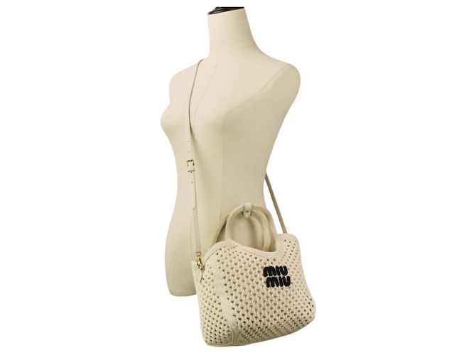 Borsa in mesh Miu Miu MIU IVY Logo Crudo - vista 10
