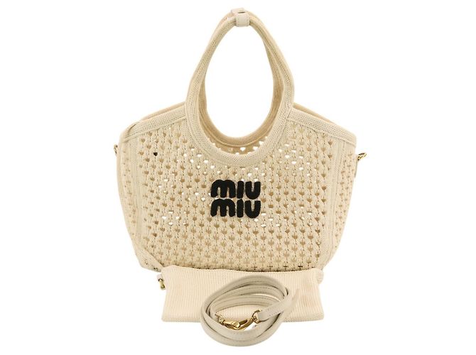 Borsa in mesh Miu Miu MIU IVY Logo Crudo - vista 11