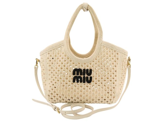 Borsa in mesh Miu Miu MIU IVY Logo Crudo - vista 2