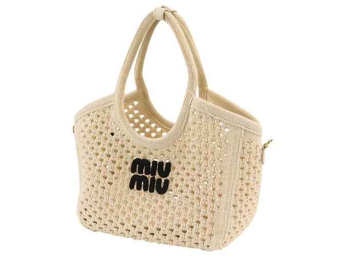 Borsa in mesh Miu Miu MIU IVY Logo Crudo - vista 7