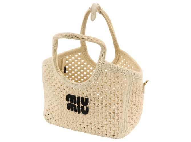 Borsa in mesh Miu Miu MIU IVY Logo Crudo - vista 8