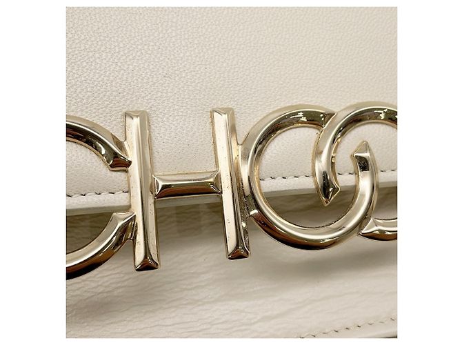 Borsa a tracolla con catena in pelle bianca Jimmy Choo Bianco - vista 14