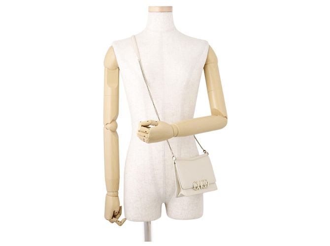 Borsa a tracolla con catena in pelle bianca Jimmy Choo Bianco - vista 4