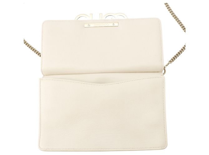 Borsa a tracolla con catena in pelle bianca Jimmy Choo Bianco - vista 5