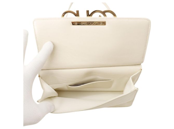 Borsa a tracolla con catena in pelle bianca Jimmy Choo Bianco - vista 6