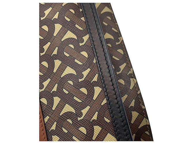 Borsa a mano in pelle Burberry TB Monogram Multicolore Beige - vista 13