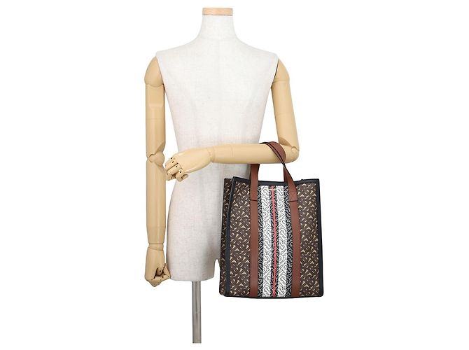 Borsa a mano in pelle Burberry TB Monogram Multicolore Beige - vista 4
