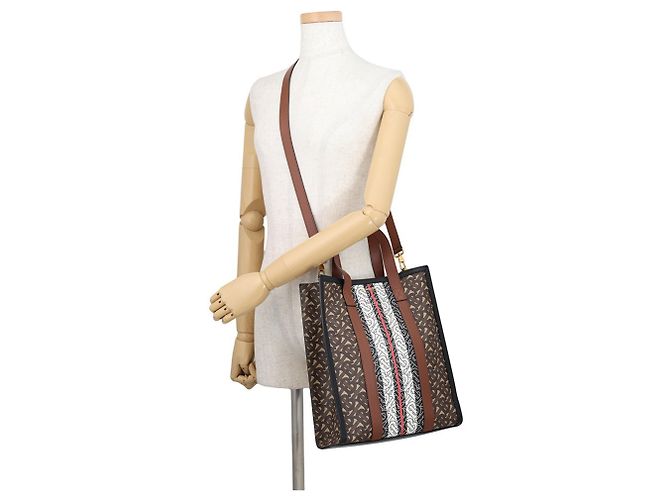 Borsa a mano in pelle Burberry TB Monogram Multicolore Beige - vista 5